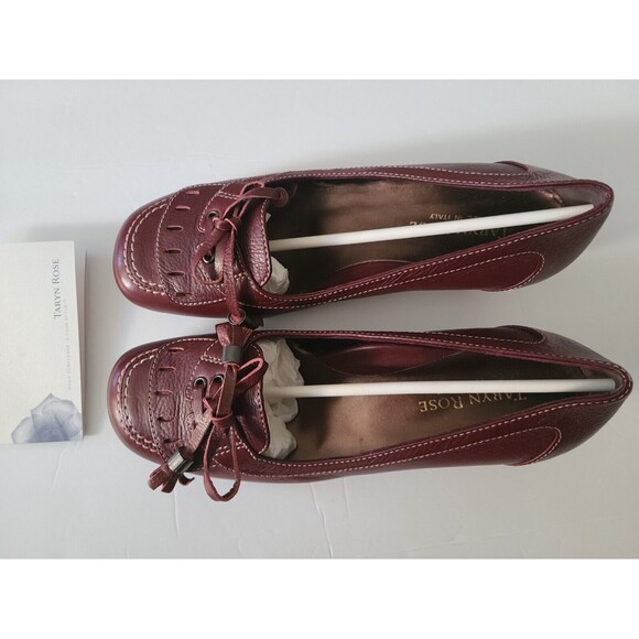 NWT Taryn Rose Italy Womens Luxury Leather Low-Heel Shoes Red Tassels US 5/EU 35 - Picture 7 of 10